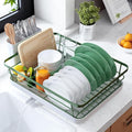 Kitsure Dish Drying Rack for Kitchen Counter, 12''W x 15.5''L, Green | Stainless Steel Sink Organization, Cutlery Holder, Home and Appartment Decor