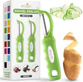 Spring Chef Swivel Vegetable Peeler with Soft Grip Handle, Set of 2, Green | Premium Potato Peeler w/ Ultra Sharp Stainless Steel Blades, Multifunctional Veggie Peeler for Apple, Carrot, Cucumber, Fruit