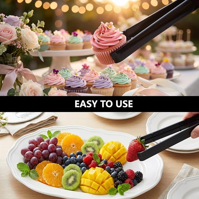 Plastic Serving Tongs Disposable Kitchen Tongs for Food Salad | 24 Pcs, 9 Inch, Heavy Duty, BPA free, Great for Buffet, Party, Catering Supplies, Restaurant, Wedding, Banquet