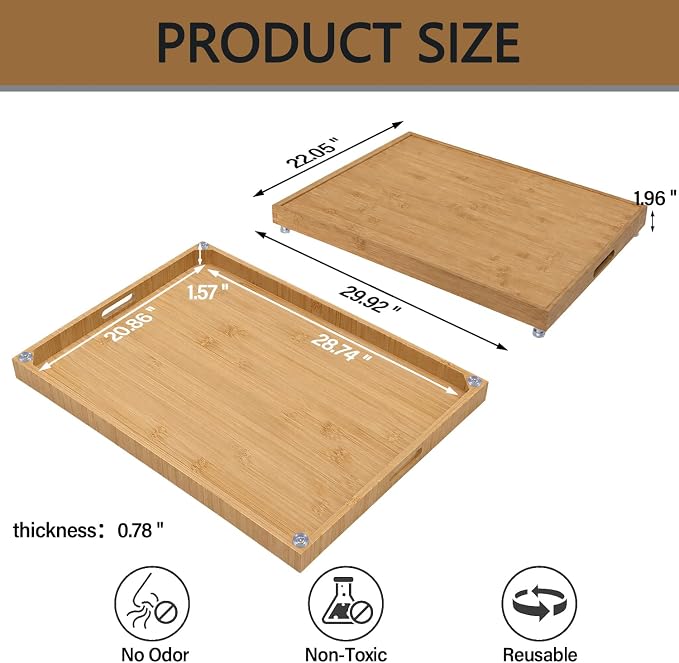 YUHFERA Stove Cover Board for Gas Stovetop - 30" x 22" Noodle Board Electric Stove Cover for RV Stove Top, Extra Countertop Space for Kitchen Stovetop (Bamboo)