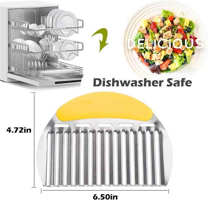 JAYVAR Large Crinkle Cutter, Stainless Steel Vegetable Wavy Chopper | Versatile Fancy Edges Chopping, Wavy French Fry Slicer Kitchen Dicer Gadget
