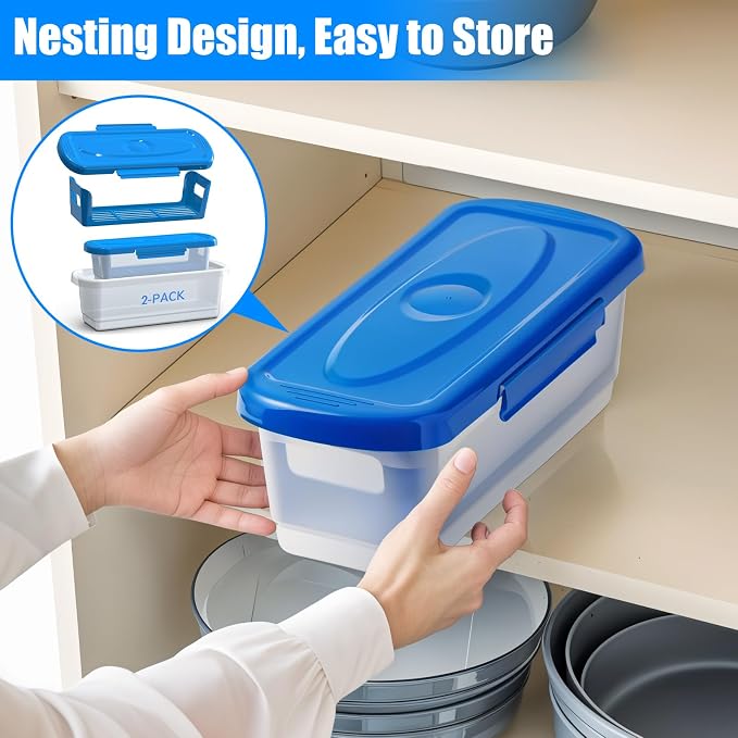 Batter Bowl with Lid, 2-Pack Fish Batter Shaker, Better Breader Shaker Bowl with Breading Shaker Tray, Batter Bowl with Lids Shaker for Frying Chicken Wings Fish Onion Rings Veggies