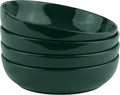 KooK Pasta Bowl, Salad Bowls, Soup, Serving Bowls, Ceramic, Large Capacity, Microwave & Dishwasher Safe, Set of 4, 40 Oz,(Hunter Green)