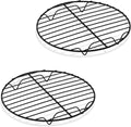P&P CHEF 7.5 Inch Cooking Rack Round for Steaming Cooling, Black, 2 Pack | Stainless Steel Round Wire Rack for Baking Grilling, Roasting, Fits Air Fryer, Steamer Pot, Oven & Dishwasher Safe