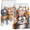 Jztco 2 Pcs Cute Cat Kitchen Towels, Cats Gifts Soft Absorbent Hand Towel