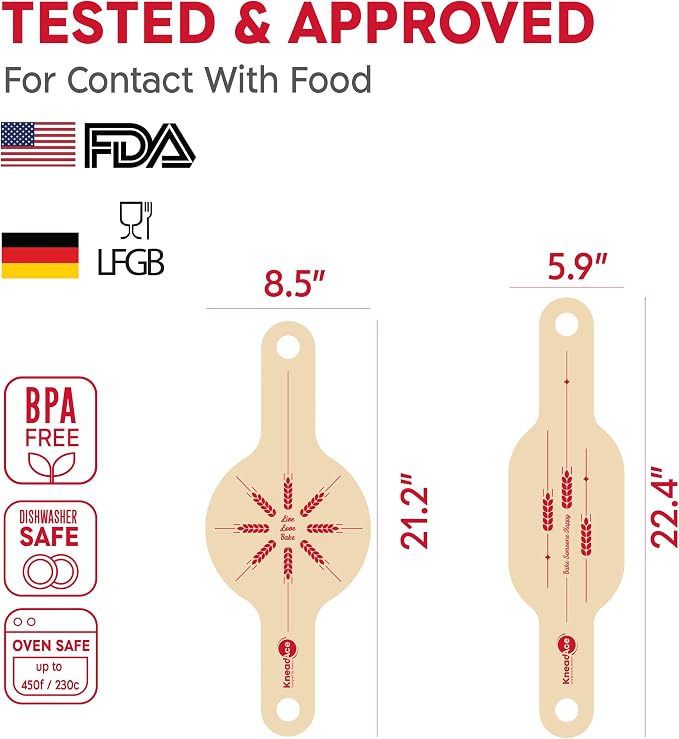 KneadAce Sourdough Silicone Bread Sling for Dutch Oven, 2 Pack Oval & Round | Nonstick Reusable Sourdough Sling with Long Handles, Heat Resistant to 450°F, Dishwasher Safe, Easy-Lift Baking Mat Liner