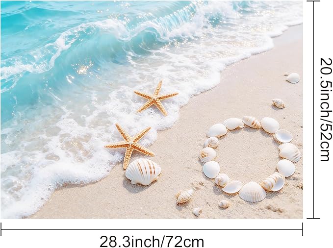 HOMETITUTE Summer Stove Top Covers for Electric Stove 28x20 Inches Coastal Seashell Artwork Heat Resistant Glass Cooktop Protector Pad Decorative Stovetop Cover for Kitchen Coffee Bar Decor
