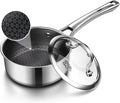 Sauce pan with lid,1.5 Quart Hybrid Nonstick Sauce pan | Hybrid Stainless Steel Saucier cookware,non stick Pots PFOA Free,Works on Induction,Ceramic and Gas Cooktops