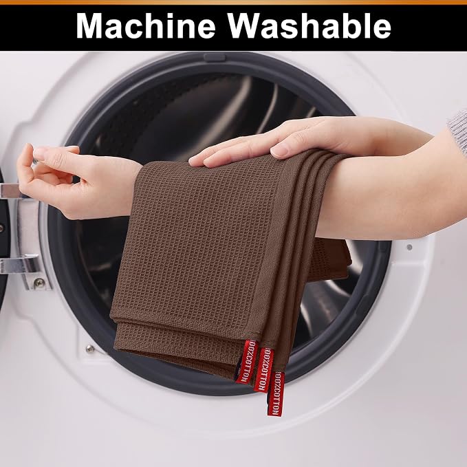 Homaxy 100% Cotton Waffle Weave Dish Cloths, 6 Pack, Coffee | Soft and Absorbent Dish Towels, 12 x 12 Inches Quick Dry Dish Rags