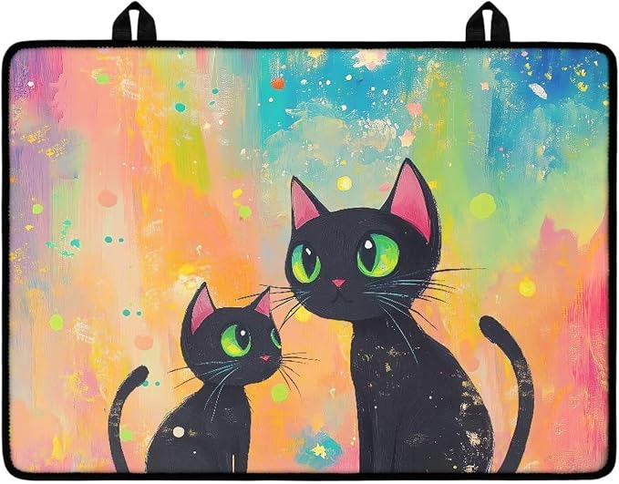 Cartoon Black Cat Oil Painting Print Stove Top Covers for Electric Stove Thick Induction Silicone Stove Cover Mat Anti-Slip Range Covers Ceramic Table Protector, 29.18 x 20.96 inch