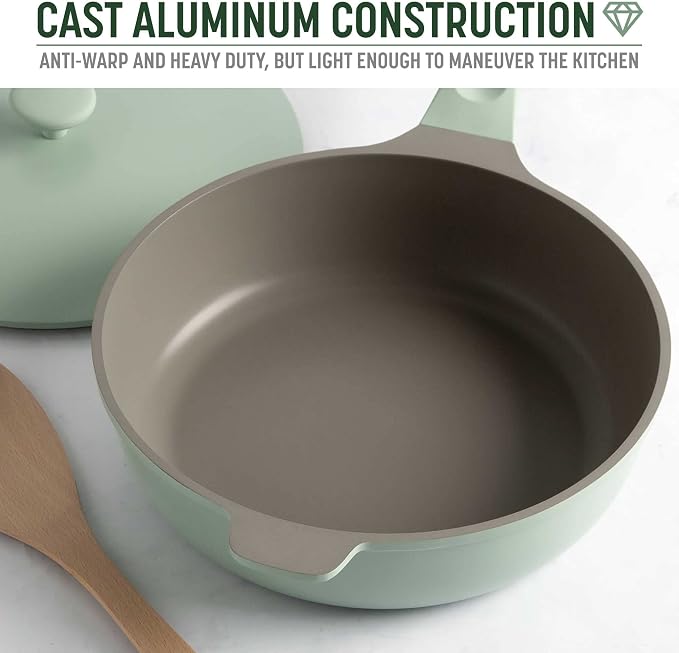 Goodful All-in-One Pan, Multilayer Nonstick Cookware Set, High-Performance Construction, Multipurpose Design Replaces Multiple Pots and Pans, Dishwasher Safe, 11-Inch, 4.4-Quart Capacity, Sage Green