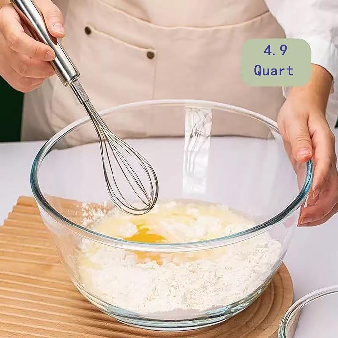 OZY Large Glass Bowl for Sourdough Bread Making,4.9 Quart Glass Mixing Bowl for Sourdough Bread with Lid,Large Glas Salad Bowl,Kitchen Salad Bread Storage