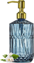 JASAI 18Oz Blue Glass Soap Dispenser with Golden Pump for Dish Soap | Refillable Kitchen Soap Dispenser with Thick Glass & Rust Proof Pump, Bathroom Soap Dispenser for Hand Soap, Liquid Soap.