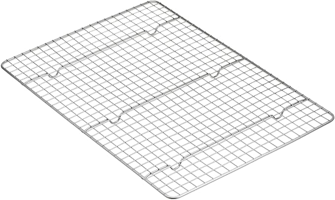 Amazon Basics Ceramic Nonstick Baking Sheets & Cooling Rack Set, Dishwasher Safe, Oven Safe, Half Sheet Size, Gray, 2-Pack