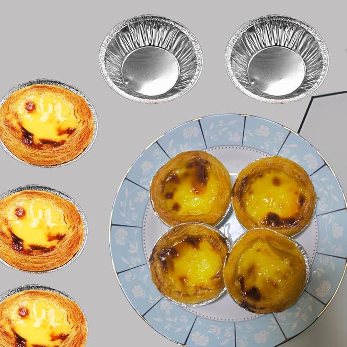 100 Pcs Aluminum Foil Mini Pans, Great for Baking Tarts, Quiche, Pudding, etc.