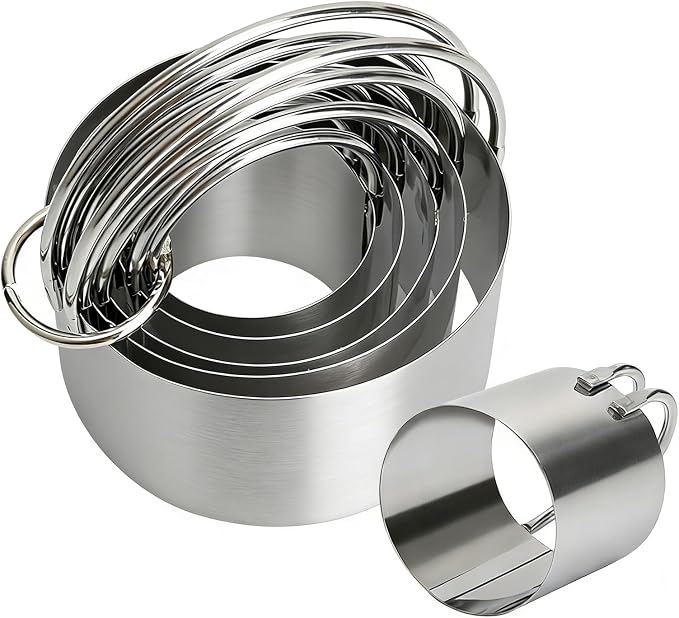 Round Cookie Cutter Set Set of 5 with Handle, Stainless Steel Circle Biscuit Cutters for Baking, Donut, Pancake, Sandwich, Dumpling, Playdough – Nesting Storage, Dishwasher Safe