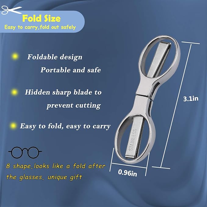 2Pcs Folding Scissors,Portable Stainless Steel Telescopic Cutter, Safety Foldable Pocket Badge Small Scissors for Home, Office, Craft, Sewing, Nurse Accessories, Travel