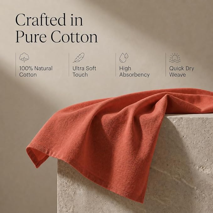 Urban Villa Kitchen Towels Cotton Dish Towels 20”x30” (Set of 6) Rust