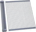 Ohuhu Sink Drying Rack, 20.5" W x 16.1" L Over The Sink Roll-Up Dish Drainer - Rolling Foldable Sink Accessories Heat-Resistant Mat Anti-Slip Silicone Coated Multipurpose for Kitchen Counter