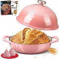 Overmont Enameled Cast Iron Dutch Oven, 6QT Bread Oven with Dome Lid Recipe | Tall Bread Pot with Potholders, for Sourdough Bread Baking Artisan Loaves, Crispy Crust & Better Oven Spring, 500°F Oven Safe