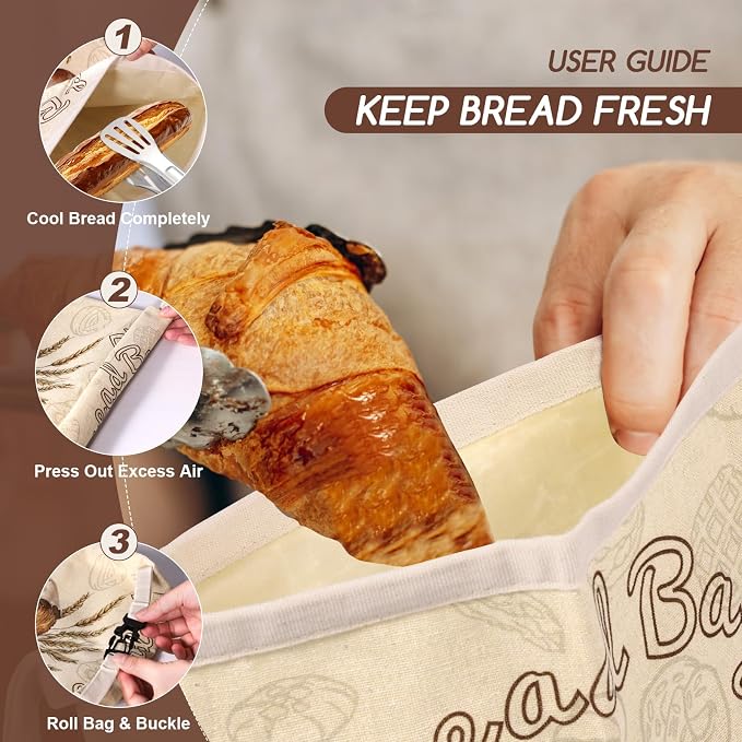 Beeswax Bread Bags for Homemade Bread, Sourdough Storage 3 Piece Set | Multiple Sizes, XL 17" x 13" & 10" x 8", Reusable Bees Wax Bread Bag & Keeper, Natural Linen with Premium Box for Home Baking