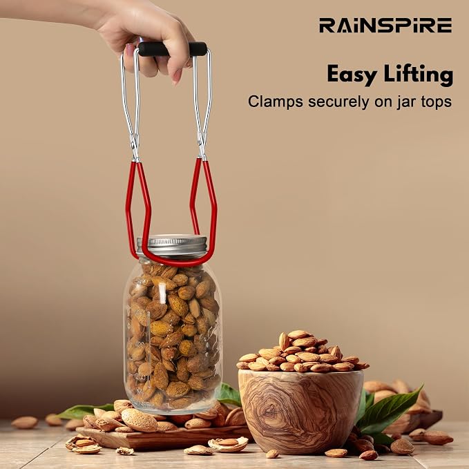 Canning Jar Lifter, Canning Tongs Jar Lifter, Canning Tools, Canning Supplies for Home Kitchen, Stainless Steel, Red