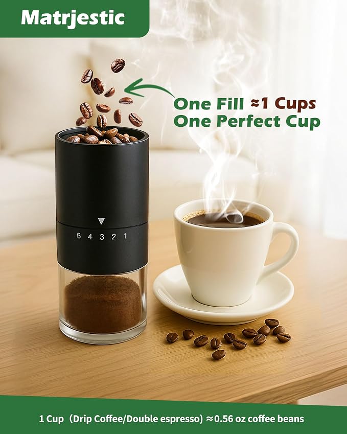 Manual Coffee Grinder With Ceramics Burr for Espresso,French Press,5 Adjustable Settings,Hand Coffee Grinder,For Home Use and Camping Travel,Coffee Bean Grinders With Hand Crank (Black)