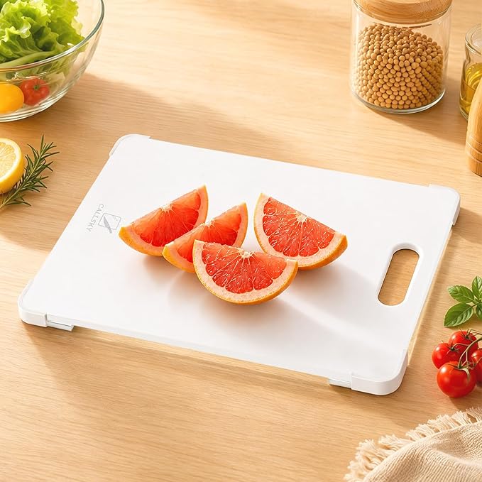 12x8 White Tempered Glass Small Cutting Board for Kitchen Countertop | Non-Slip Corner Guards, Shatter-Resistant, Heat Resistant Non-Toxic Board