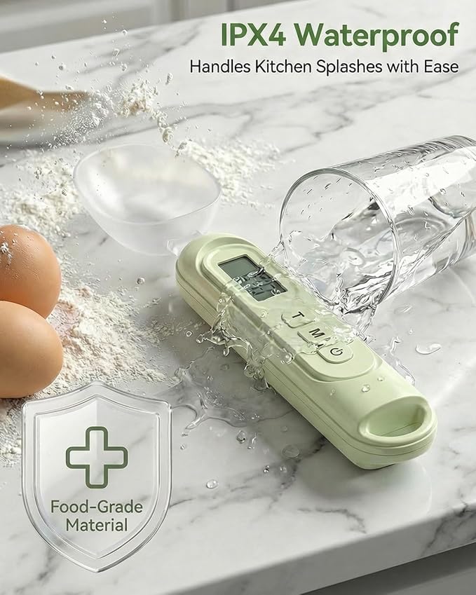 2026 Upgraded Digital Measuring Spoon 【High-Precision 0.01oz·Tested 10000+】 | 【7-Unit】 Baking Scale Digital Kitchen Scale for Baking, Gram Scale for Weight Loss, Large & Small Scoop, Green