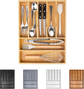 Bamboo Silverware Drawer Organizer, Kitchen Utensil Drawer Organizers, 12"x15.7" Utensils Holder Cutlery Tray with Grooved Drawer Dividers for Kitchen Flatware Bedroom Office(7 Slot, Natural)