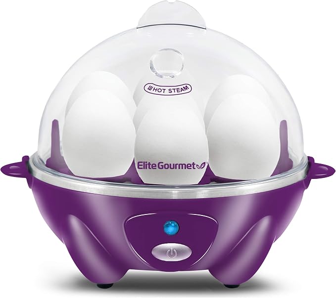 Elite Gourmet EGC700P Rapid Egg Cooker, 7-Egg, BPA-Free, Eggplant
