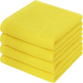 Kitinjoy 100% Cotton Waffle 4-Pack Kitchen Towels, 13" x 28", Yellow | Super Soft, Ultra-Absorbent, Fast Drying, lightweight, Quick Drying Kitchen Hand Towels