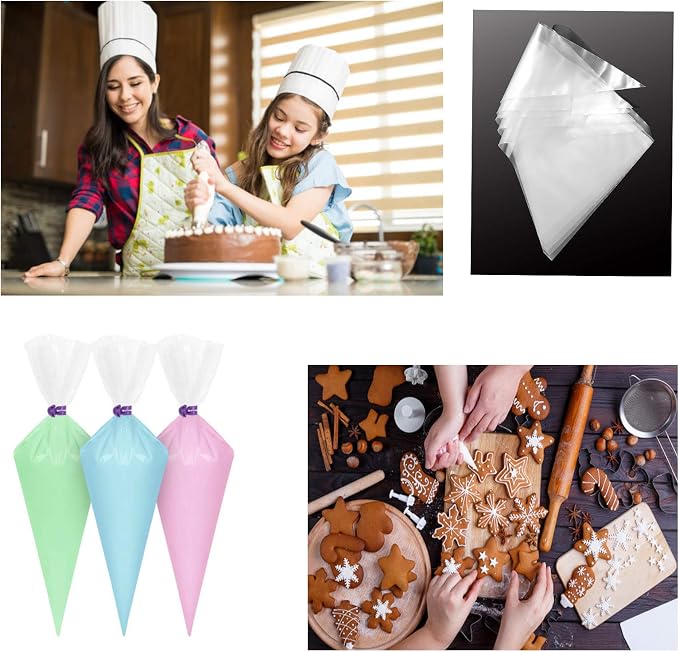 Piping Pastry Bag Pack of 100 Plastic Disposable Cream Pastry Bag Cake Icing Sugarcraft Cupcake Piping Decorating Tool For Baking Supplies (Large 15''x13.7''x9.4'')