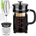 YMMIND French Press Coffee Maker 304 Stainless Steel Coffee Press,with 4 Filters System, Heat Resistant Thickness Borosilicate French Press Glass, BPA-Free Brewed Tea Pot Coffee Plunger(Copper 12oz)