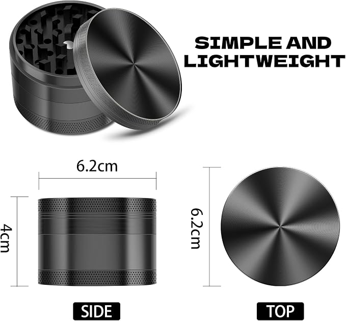 2.5-inch Grinder, Heavy-Duty Aluminum Construction, Smooth Grinding—Kitchen Essential (Black)