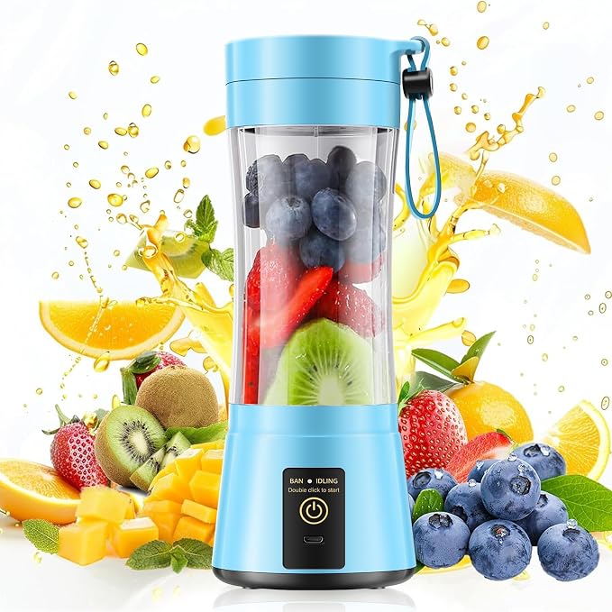 Personal Small Portable Mini Blender - 380ml Smoothie Blender | Portable Blender with Lightweight Juice Cup, Quick Blend, Easy Clean, BPA-Free, Ideal for Fresh Juice for Gym/Travel/Office