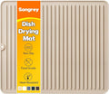 Songrey Silicone Dish Drying Mat for Kitchen Counter, 18" x 16", Beige | Drying Pad for Sink Dishes or Under Rack, Multi-Use as Heat Resistant Trivet, Coffee Bar Mat