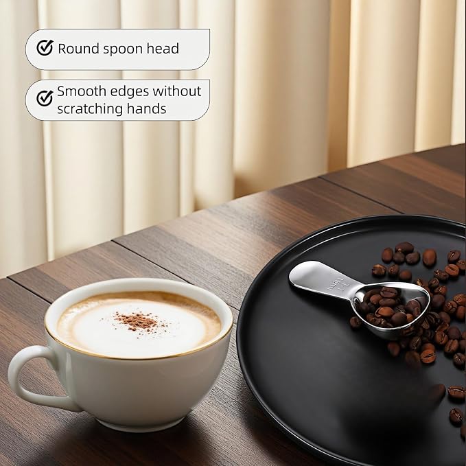 1 Tbsp(15ml) Coffee Scoop,Stainless Steel Measuring Spoons for Coffee,Protein Powder,Sugar,Easy Read Laser Engraved Mark,Short Handle Fits in Container,Rust-Resistant,Drop-Resistant (1T 15ml)