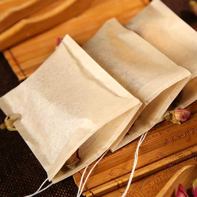NEPAK 600 Pcs Disposable Tea Filter Bags for Loose Tea,Drawstring Empty Bag for Loose Leaf Tea,with 100% Natural Unbleached Paper(3.15 x 3.94 inch)