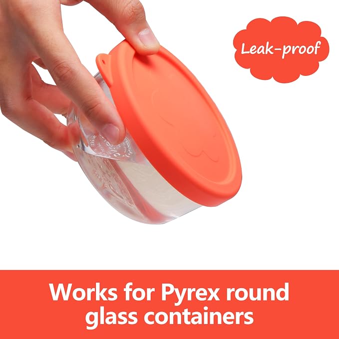 LUVCOSY 1 Cup Silicone Replacement Lids Storage Cover for Pyrex 7202-PC Glass Bowls (Container not Included) 4 Pack Microwave, Dishwasher and Freezer Safe