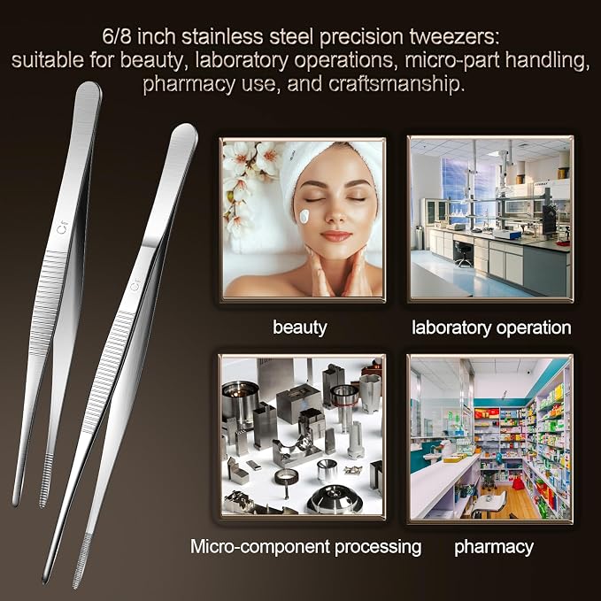 Aniso Long Tweezers, Stainless Steel, 12 Inches | Precision Serrated Tip, Cooking Tweezers Tongs， For Barbecue, Hand-Made，Steaks, Bread, Pizza, Salads