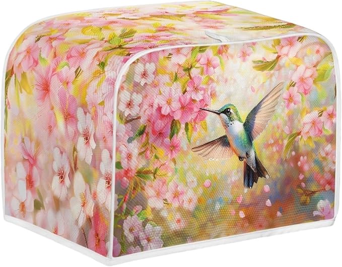 Toaster Cover 2 Slice Bread Toaster Oven Dustproof Cover, Waterproof Kitchen Small Appliance Cover Table Home Kitchen Decor, Birds Cherry Blossom Print