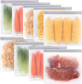 SPLF 9 Pack Reusable Gallon Freezer Bags Dishwasher Safe, Gray | BPA Free 1 gallon Leakproof Silicone and Plastic Free Food Storage Bags for Meal Prep, Fruits, Sandwich, Snack, Travel Items