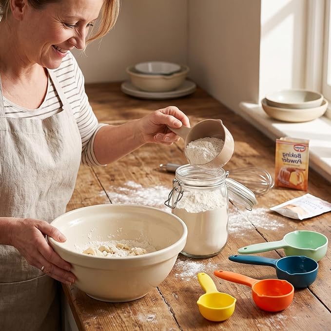 10 pcs Measuring Cups & Spoons Set, Kitchen Gadgets | Measuring Cups with non-slip Handles for Baking & Cooking, Space-Saving Multicolor Design, Dishwasher Safe