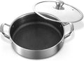 Toutrop Stainless Steel 7QT Saute Pan 14 Inch Deep Frying Pan with Lid Nonstick,Hybird Induction Cooking Pan,PFOA Free Cookware,Large Skillets