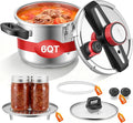 VEVOR Pressure Cooker, 6.3Qt Pressure Cooker Stainless Steel, Pressures Canner with Steaming Rack, Tempered Glass Lid, Three Pressures Settings for Meat, Beans, Rice, Soup, Sauces, Cook up to 100 kPa