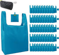 BeeGreen Reusable Grocery Bags Lake Blue Kitchen Bags Bulk Foldable-Machine Washable with Zipper Storage Pouch 50 Packs