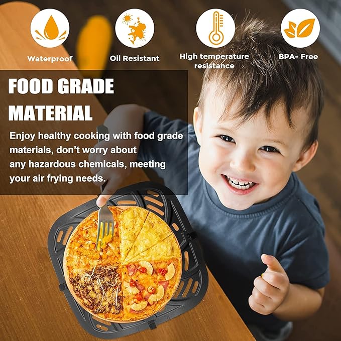 Air Fryer Grill Pan for Chefman Easy View 8 Qt TurboFry 8 Qt 4-in-1 Air Fryer,Food Grade Air fryer Accessories Replacement Tray Rack Parts Grill Crisper Plate with Rubber Bumpers, Dishwasher Safe