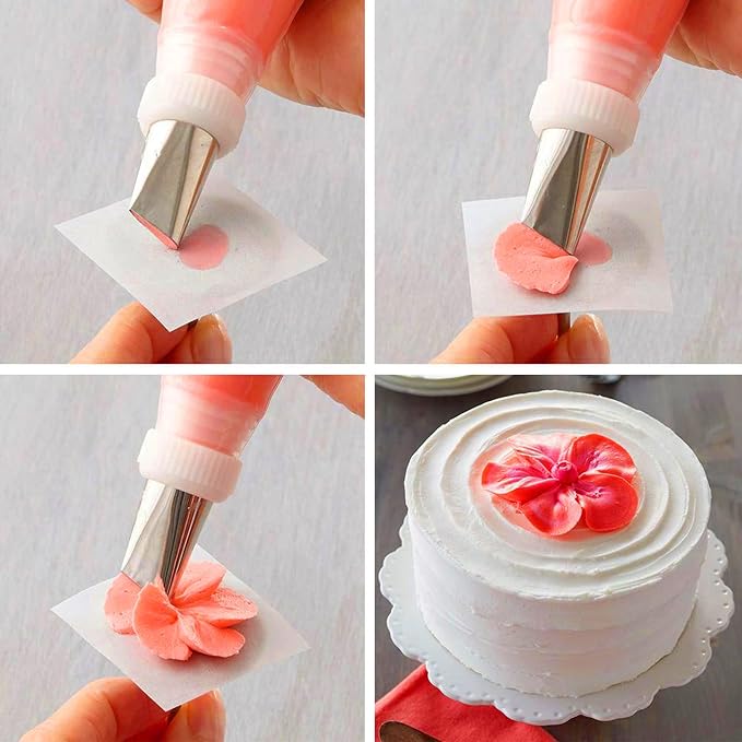 Dr.Pedi 7 Pieces Rose Flower Piping Tips Set, Cake Decorating Tips Icing Piping Nozzles Set Cupcake Decorating Kit