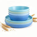Mfacoy Wheat Straw Kids Plates and Bowls Set, Unbreakable Kids Dinnerware Set - 4 Pcs 7.75" Dinner Plates & 4 Pcs 18 oz Cereal Bowls, BPA Free, Microwave & Dishwasher Safe, Reusable Childrens Dishes